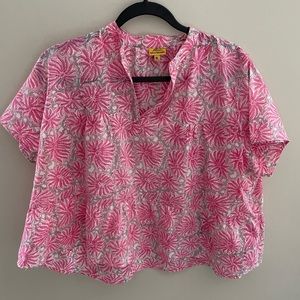 Roberta Roller Rabbit Pink Printed Cotton Swing Top Sz XL